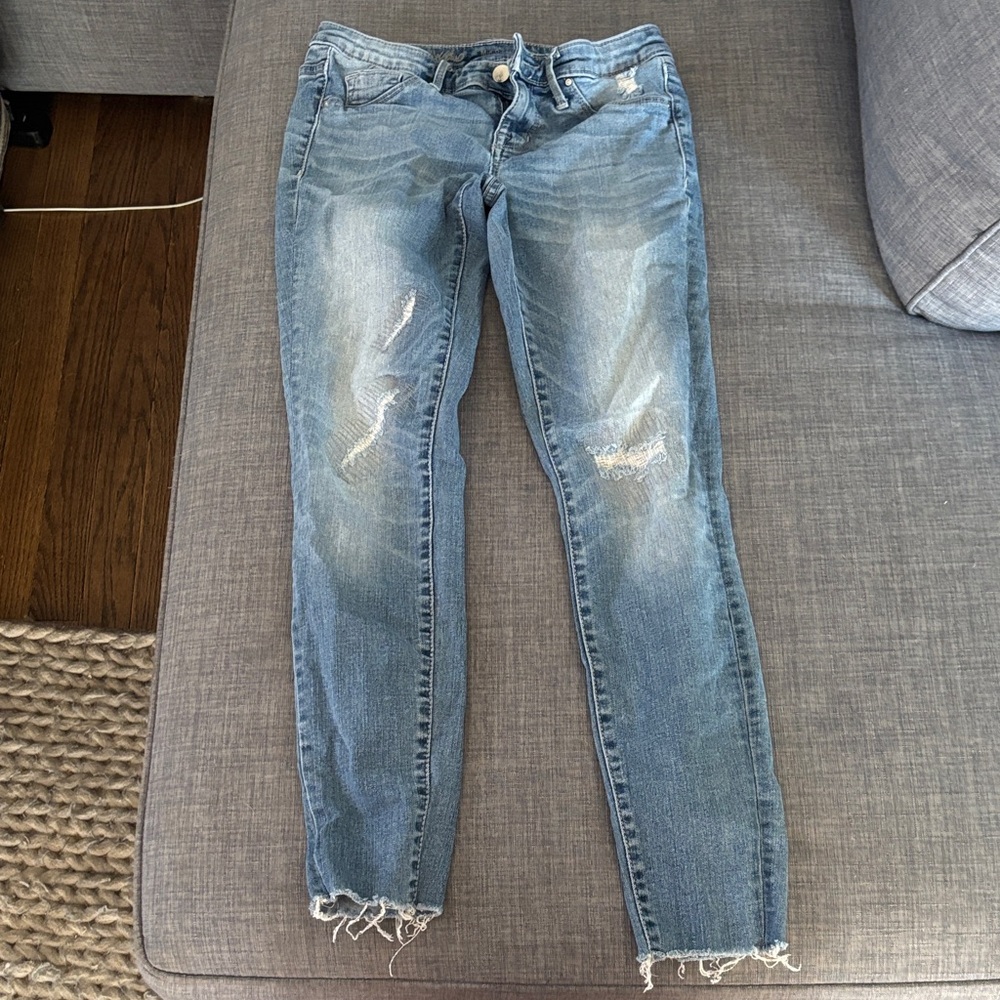 Mossimo Supply Co. Light Blue Distressed Skinny Jeans